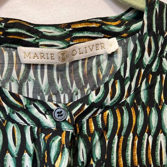 Marie Oliver Black/Green Puff Sleeve MIDI DressP - Picture 3 of 6